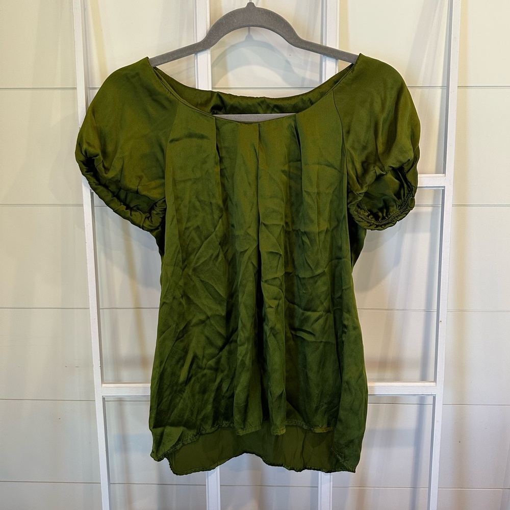 LOFT green satin top